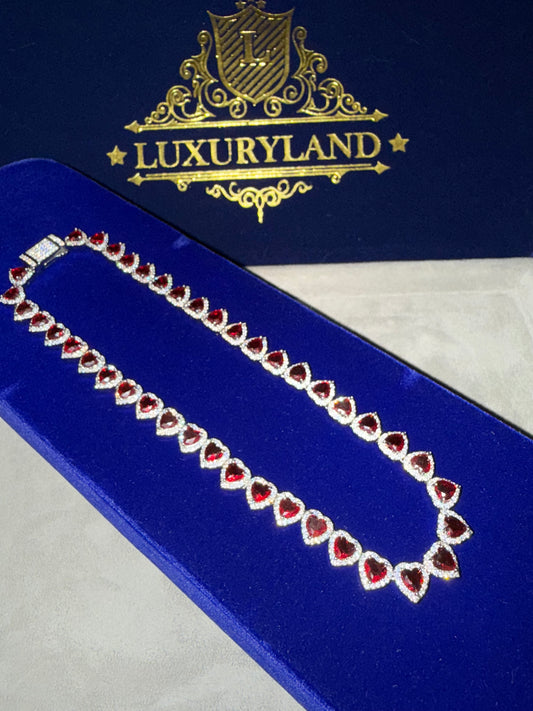 Cadena de corazones red full iced