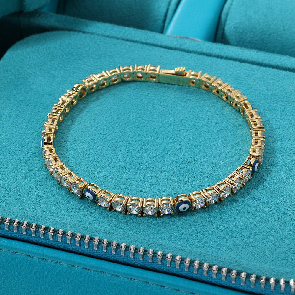 Brazalete de ojo turco tennis 4mm golden 2025
