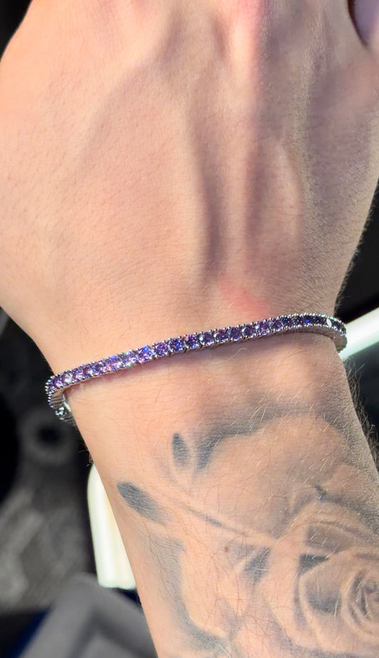 Brazalete tennis 3 mm purple sparks black