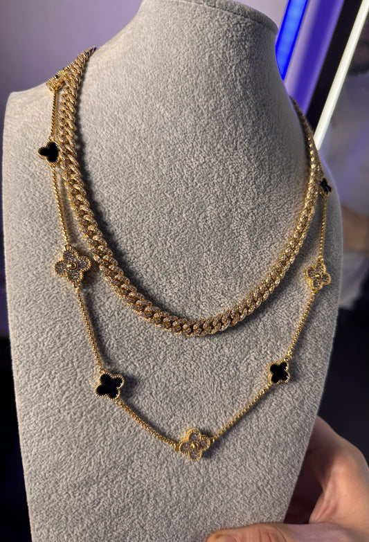 Combo de dos cadenas (VC. y 8 mm Miami cuban link)