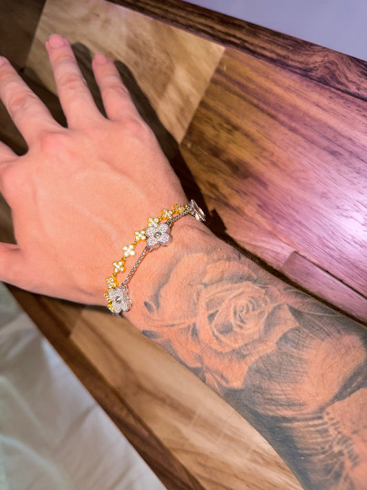 Combo brazalete mini VC GOLDEN 4 mm y VC whitegold Fully iced