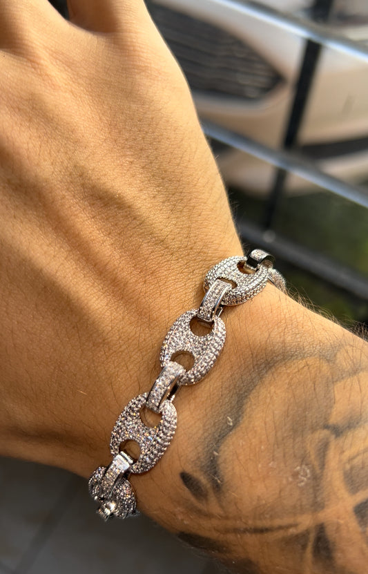 Brazalete GCC link white gold full iced