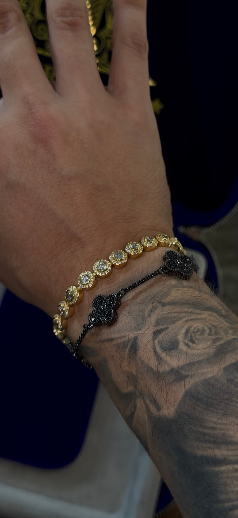 Combo duo VC FULL BLACK y circle tennis golden plated