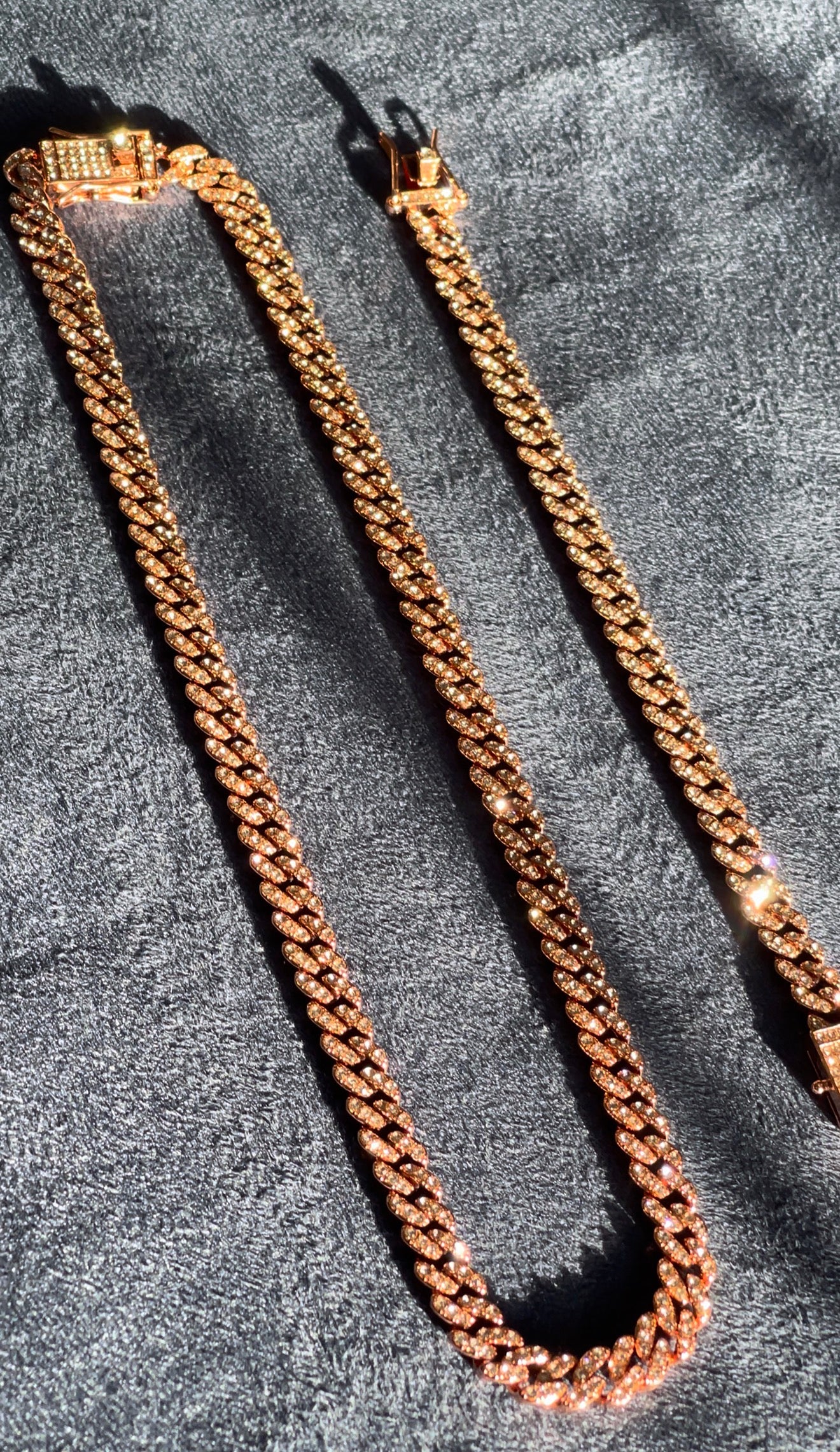Conjunto cadena y brazalete 8 mm, rose gold, laminado 4 micras de 18 quilates