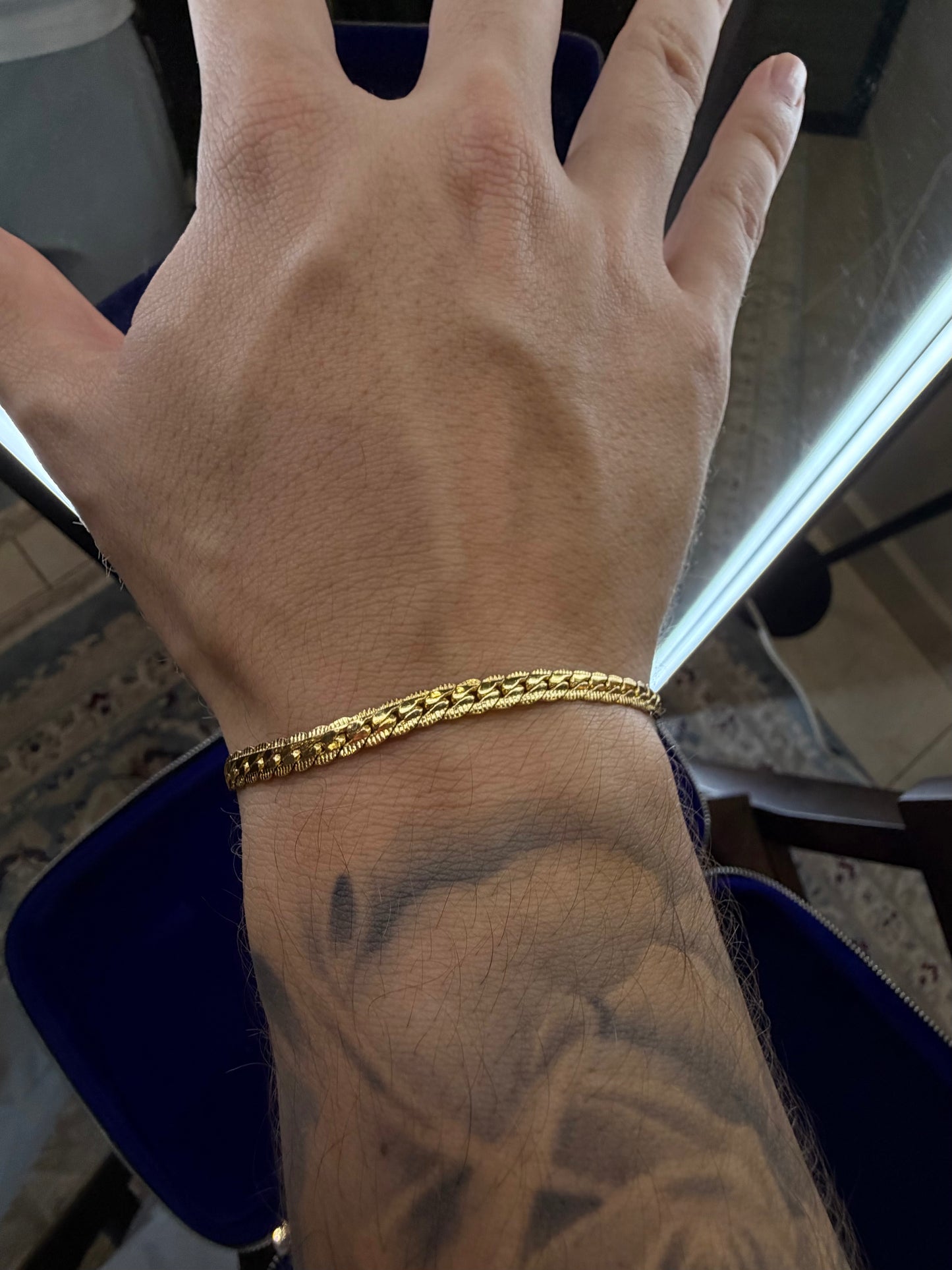 Brazalete planchado Cuban 4 mm laminado en oro 18k (22 micras)