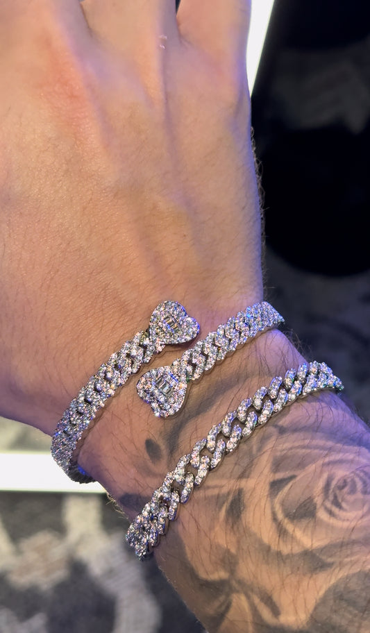 Combo dúo en promo brazaletes TIFFhearts   y cuban link 6 mm  white  plated 18k