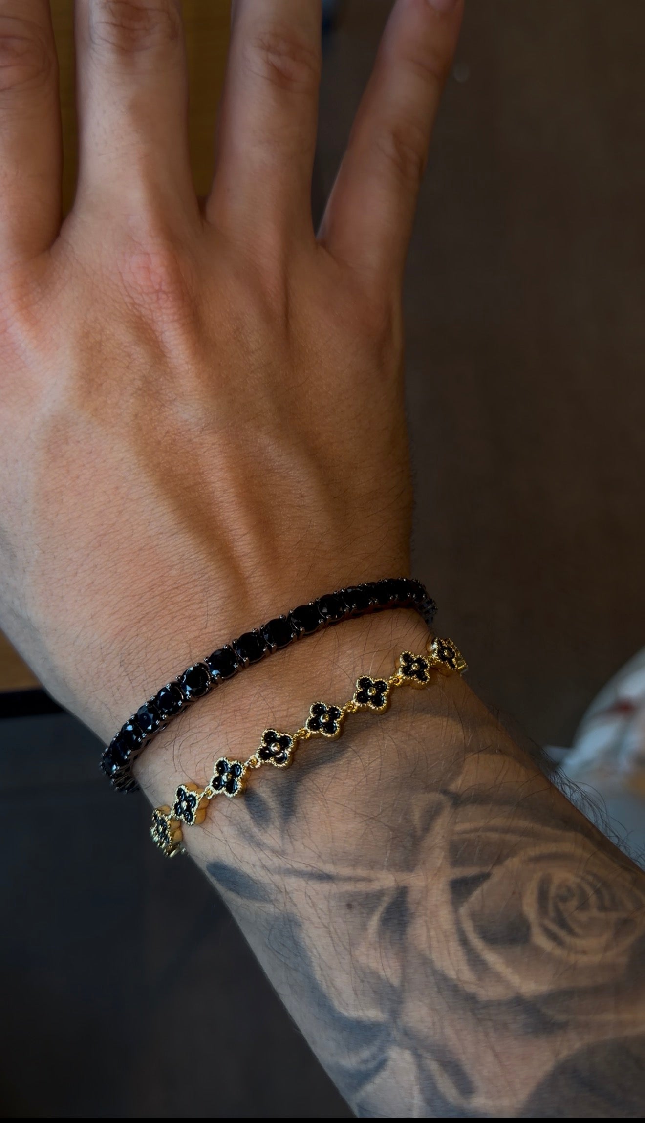Combo duo mini VC Gold + black y brazalete tennis black 5 mm