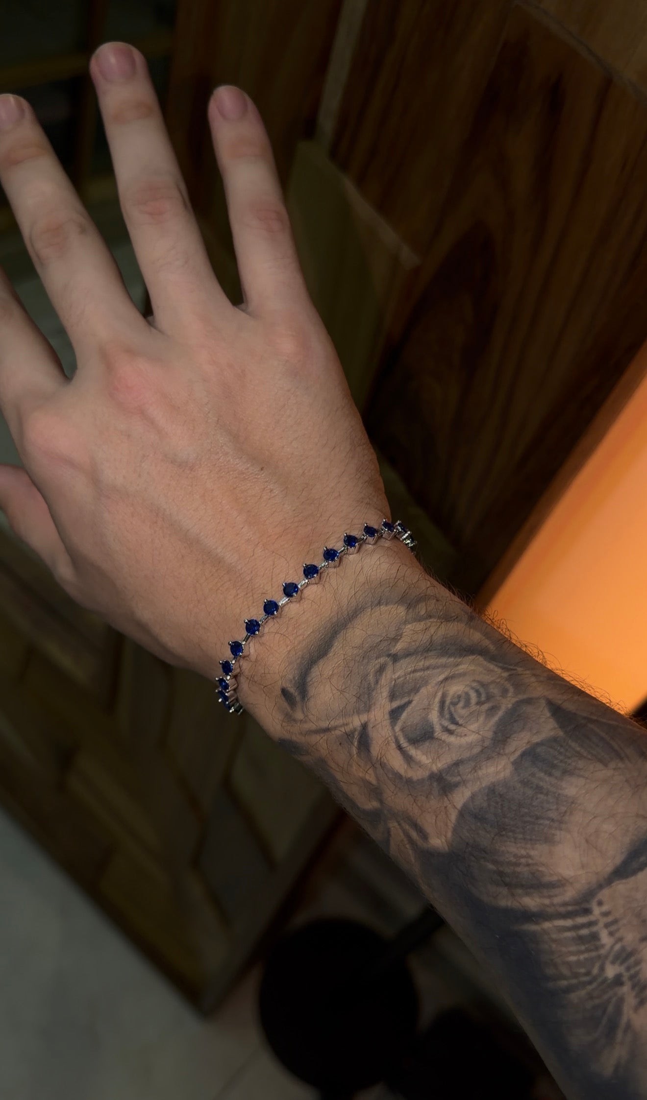 Brazalete tennis romb. Blue saphire