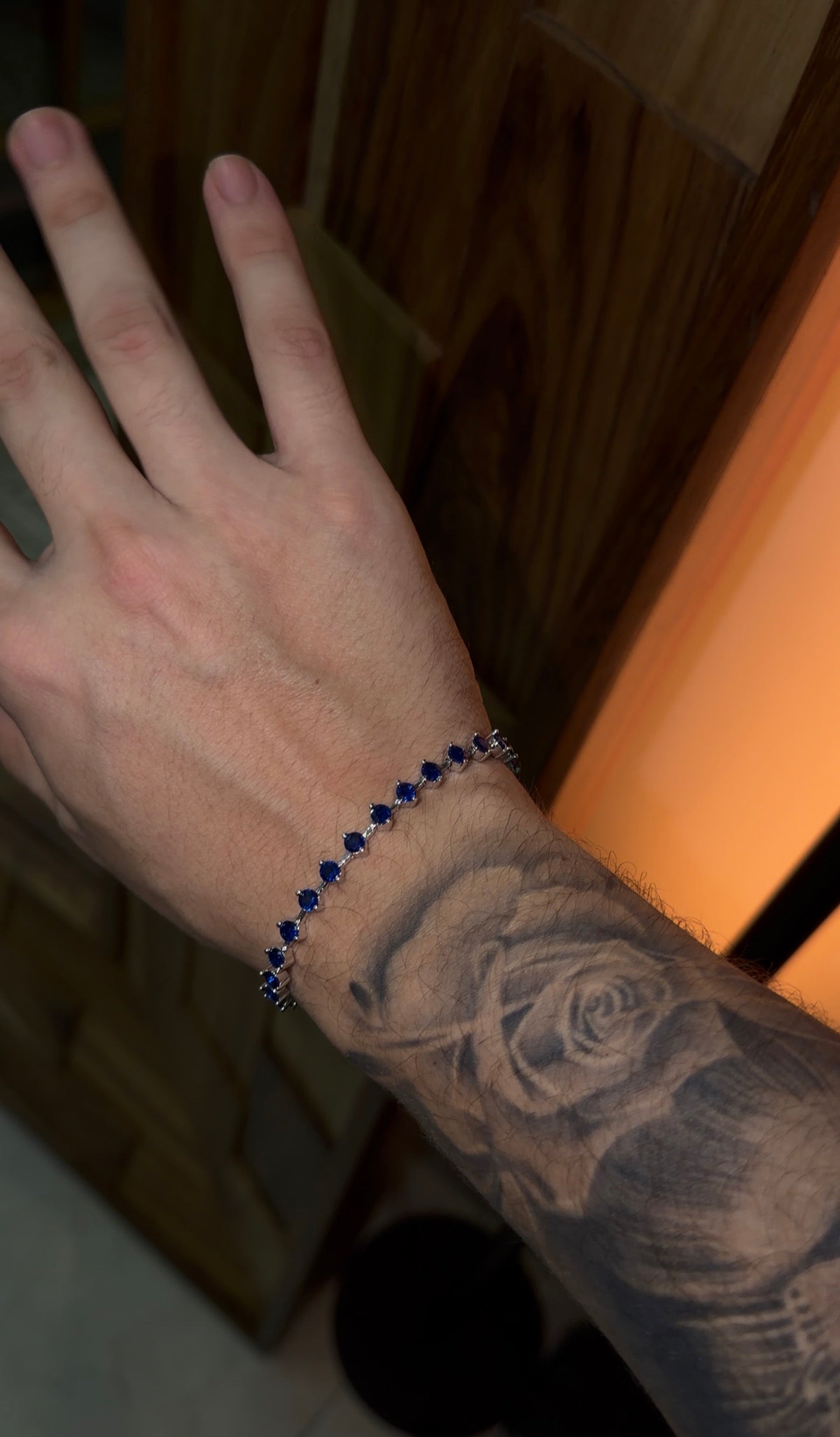 Brazalete tennis romb. Blue saphire