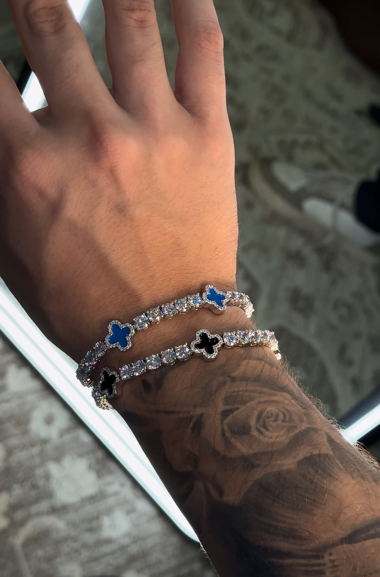 Combo de brazaletes VC. tennis and white zircon CZ