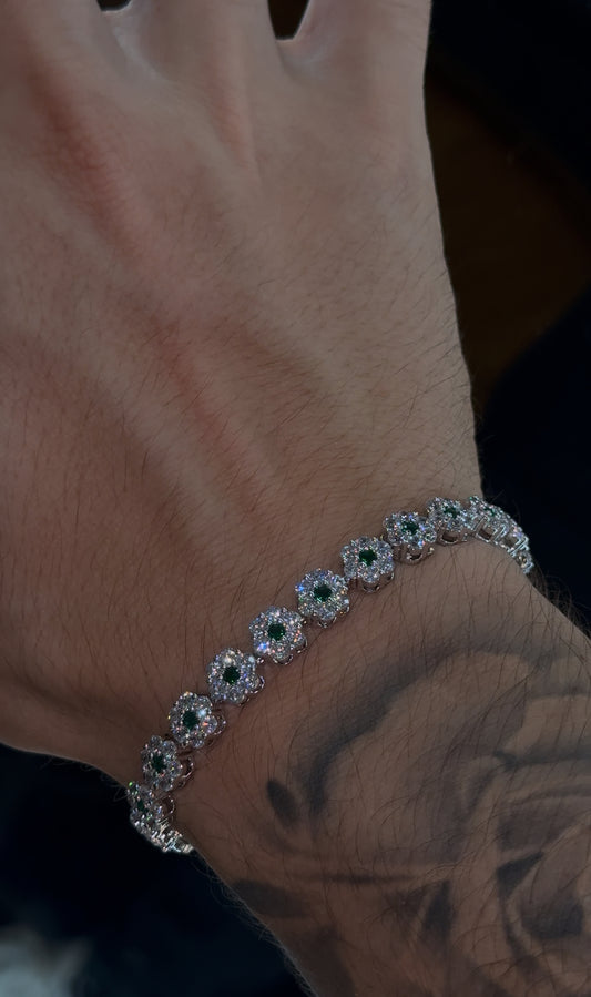 Brazalete octagon esmerald whitegold plated