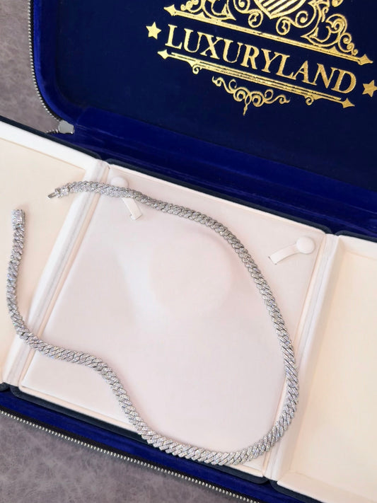 Cadena cuban link 8mm white gold