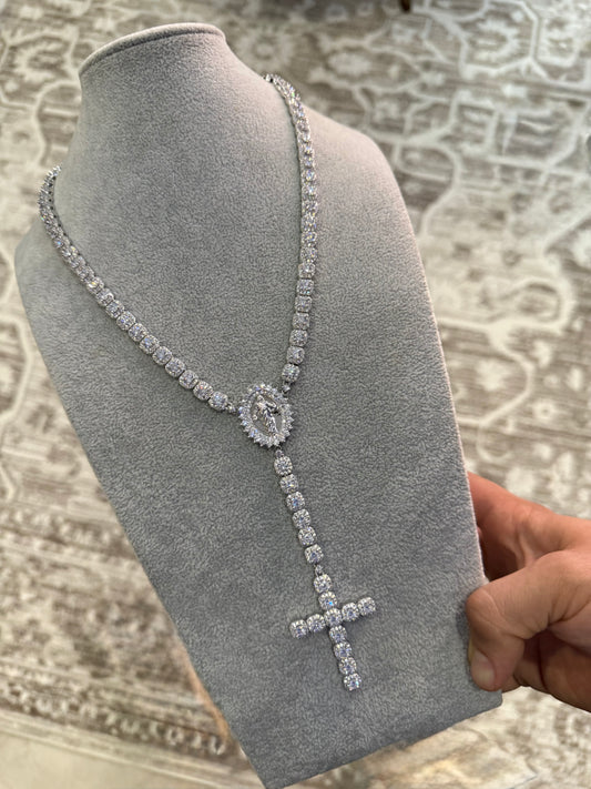 Rosario micro cluster whitegold plated 18k