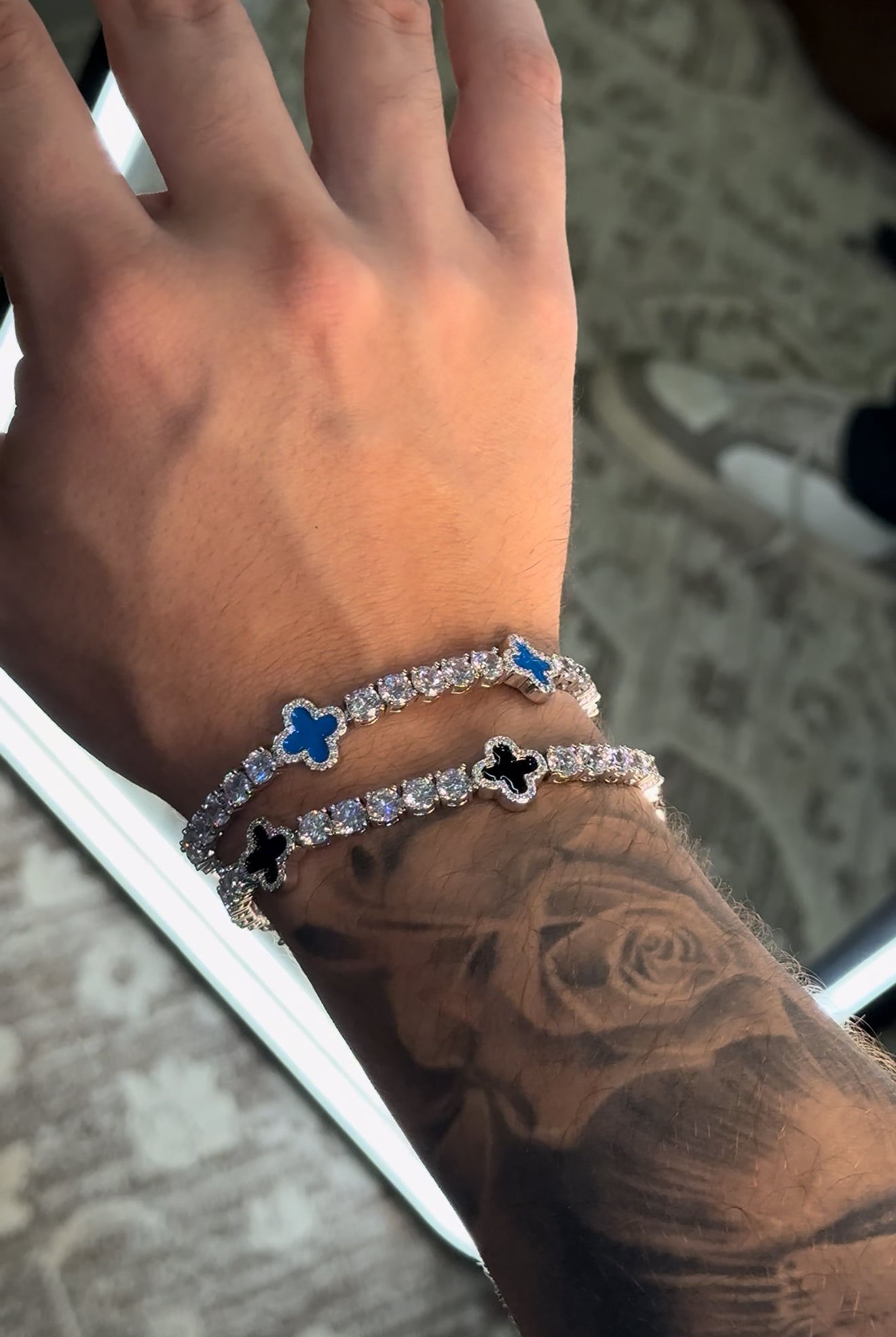 Combo de brazaletes VC. tennis and white zircon CZ