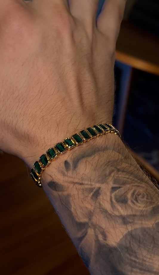 Brazalete tennis gems rectangle esmeralda