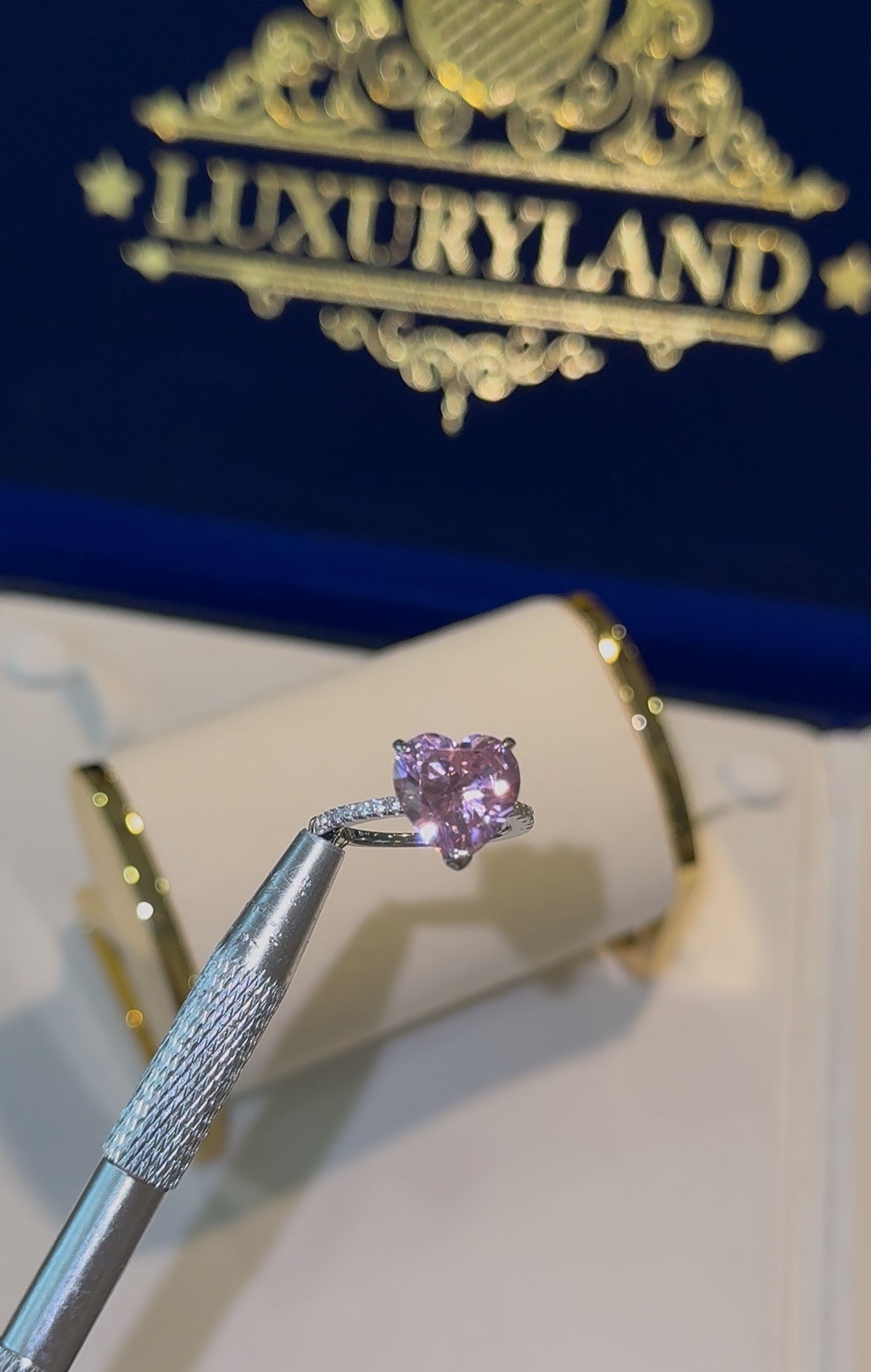 Anillo big heart pink de plata 925 con incrustación rose natural circonita cúbica CZ 2025