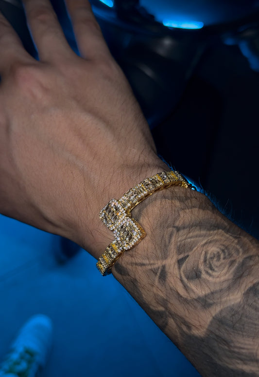 Brazalete TIFF baguette golden plated
