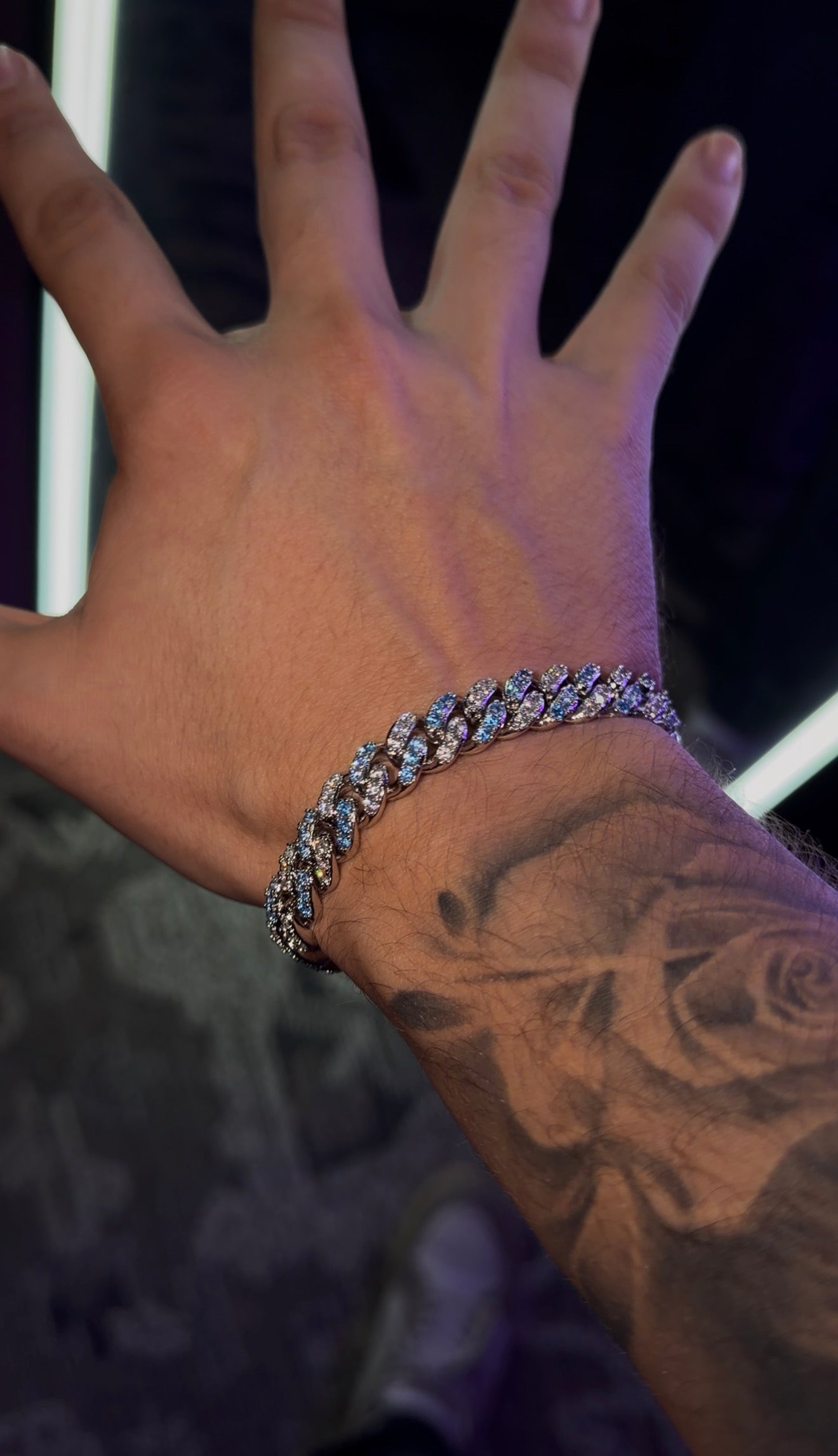 BRAZALETE 10 mm cuban link Blue and white