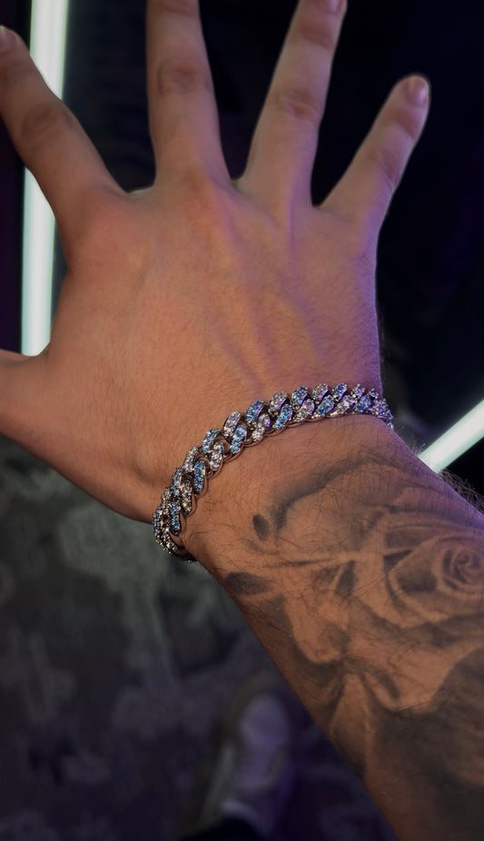 BRAZALETE 10 mm cuban link Blue and white