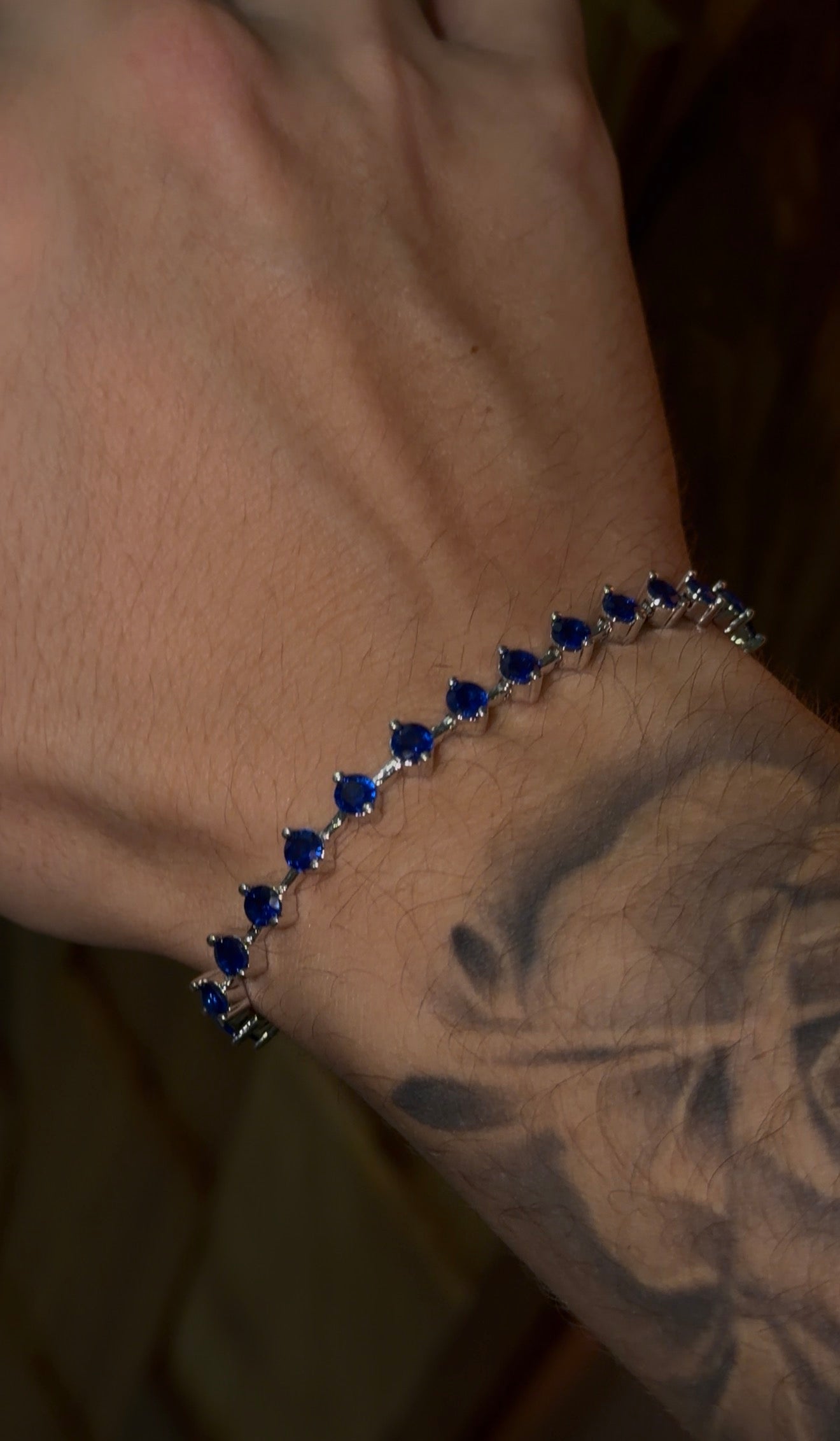 Brazalete tennis romb. Blue saphire