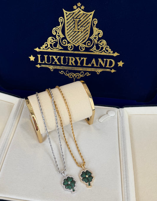 COMBO EN PAREJA dije de la suerte (trébol de 4 hojas) con cadena torzal 3mm