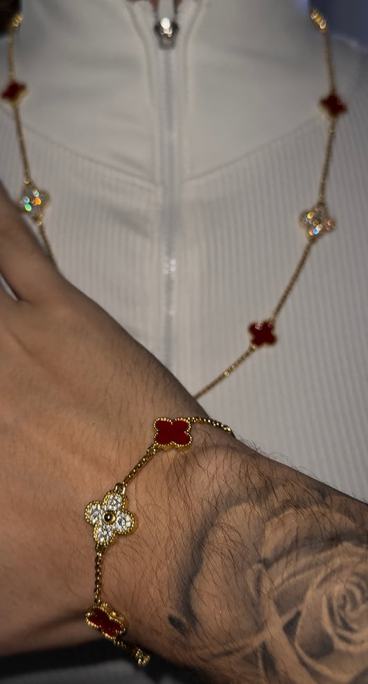 Conjunto vancleef bi-red and golden