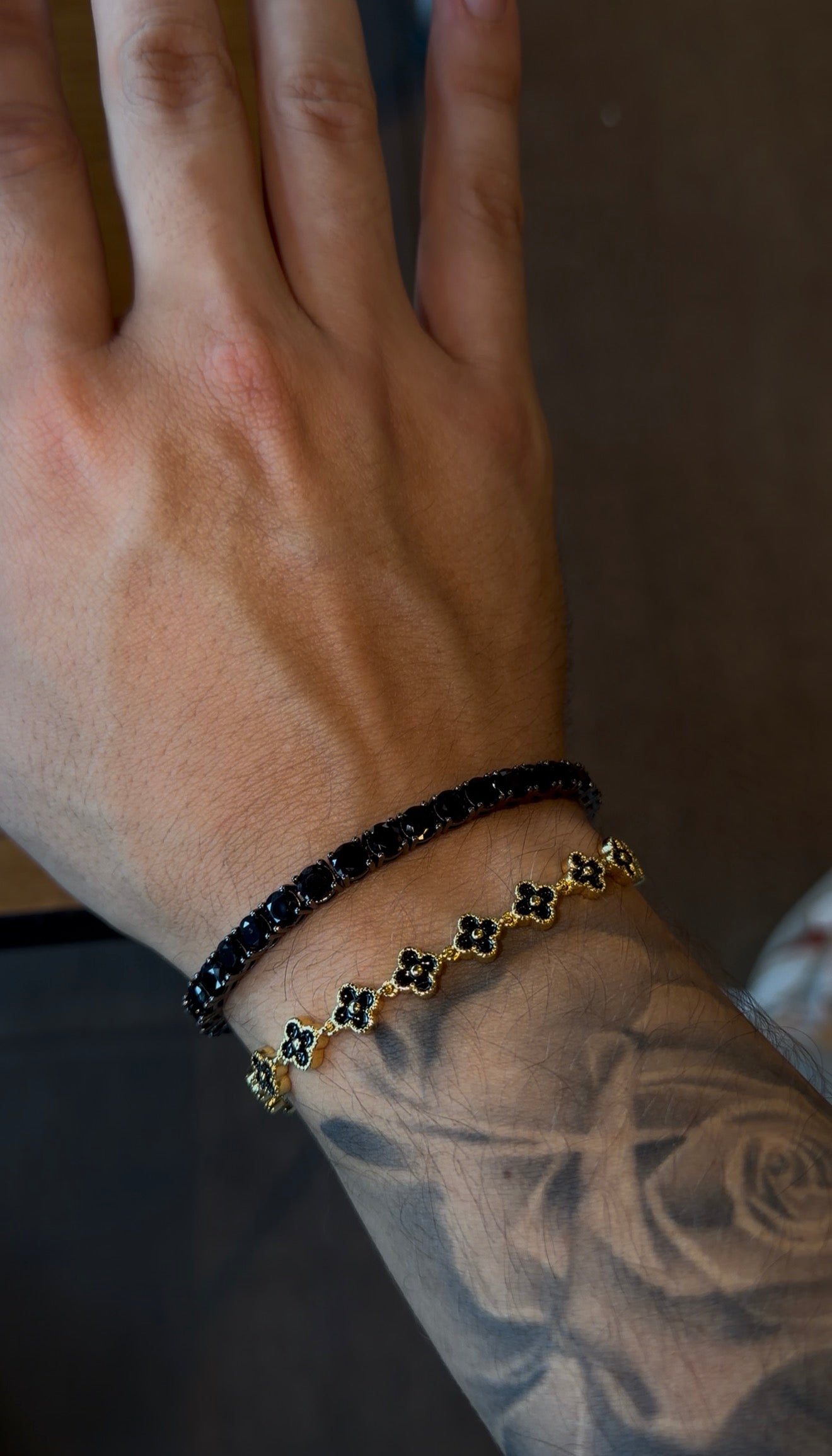 Combo duo mini VC Gold + black y brazalete tennis black 5 mm