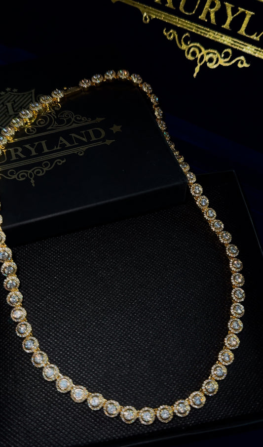 Circle tennis chain golden plated circonita cubica (CZ)