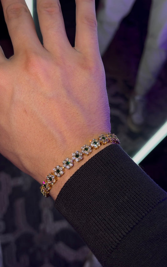 Brazalete octagon esmerald golden plated