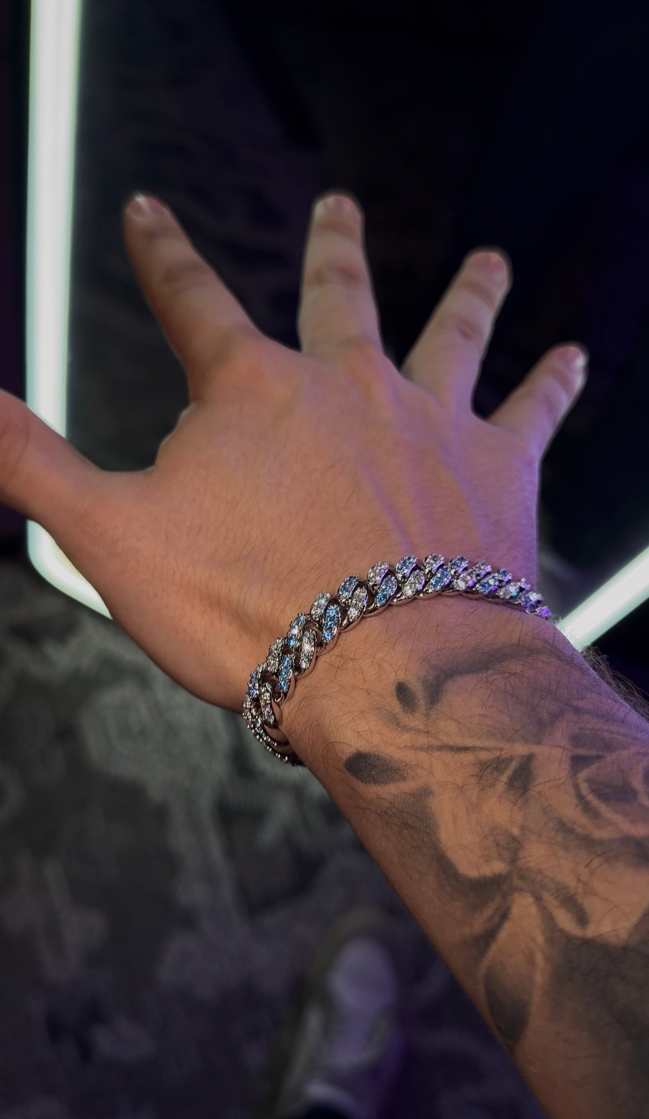 BRAZALETE 10 mm cuban link Blue and white