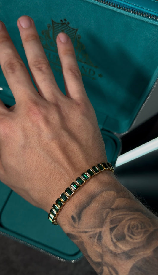 Brazalete tennis gems rectangle esmeralda