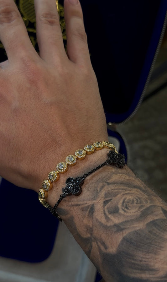 Combo duo VC FULL BLACK y circle tennis golden plated