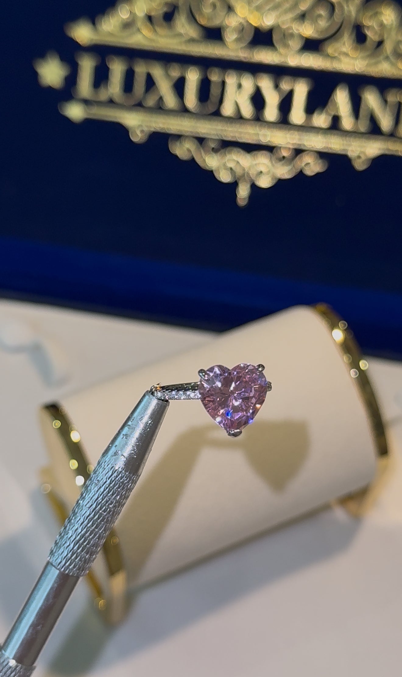 Anillo big heart pink de plata 925 con incrustación rose natural circonita cúbica CZ 2025