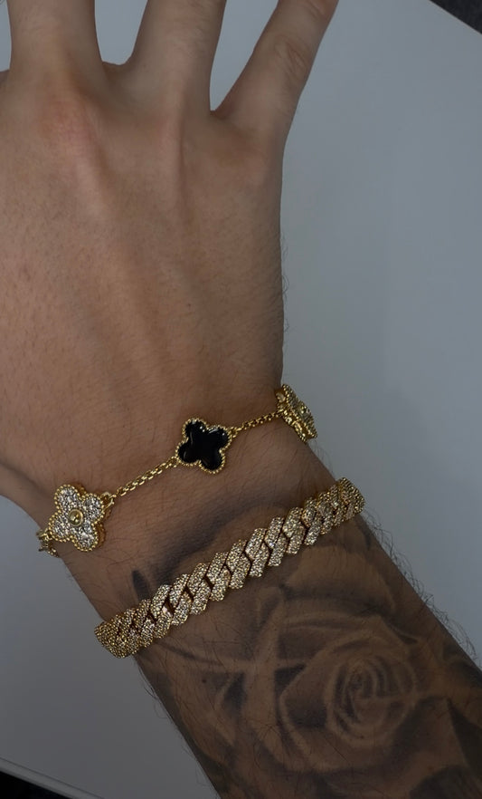 Combo dúo en promo! Brazalete VC GOLD AND BLACK y BRAZALETE CUBANO 8 MM PRONG LINK
