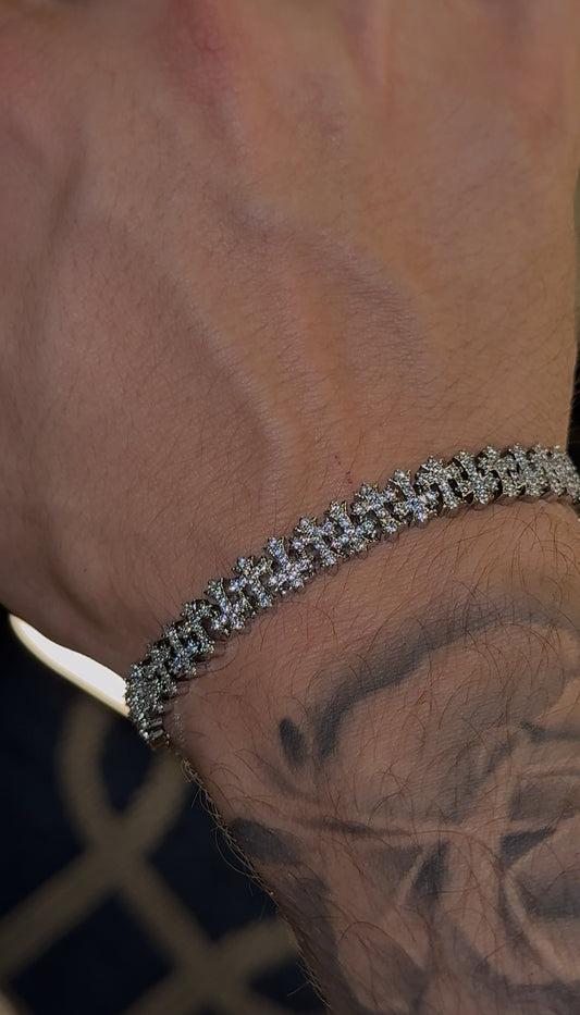 Brazalete de cruces whitegold plated 18k