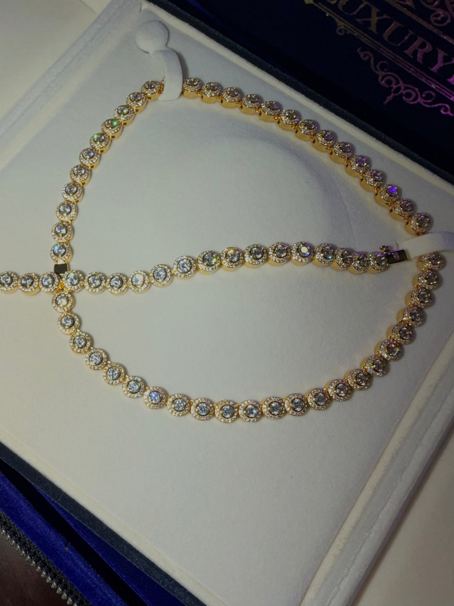 Cadena y brazalete circle tennis para dama circonita cubica (CZ) white gold plated 18k DAMA (copia)
