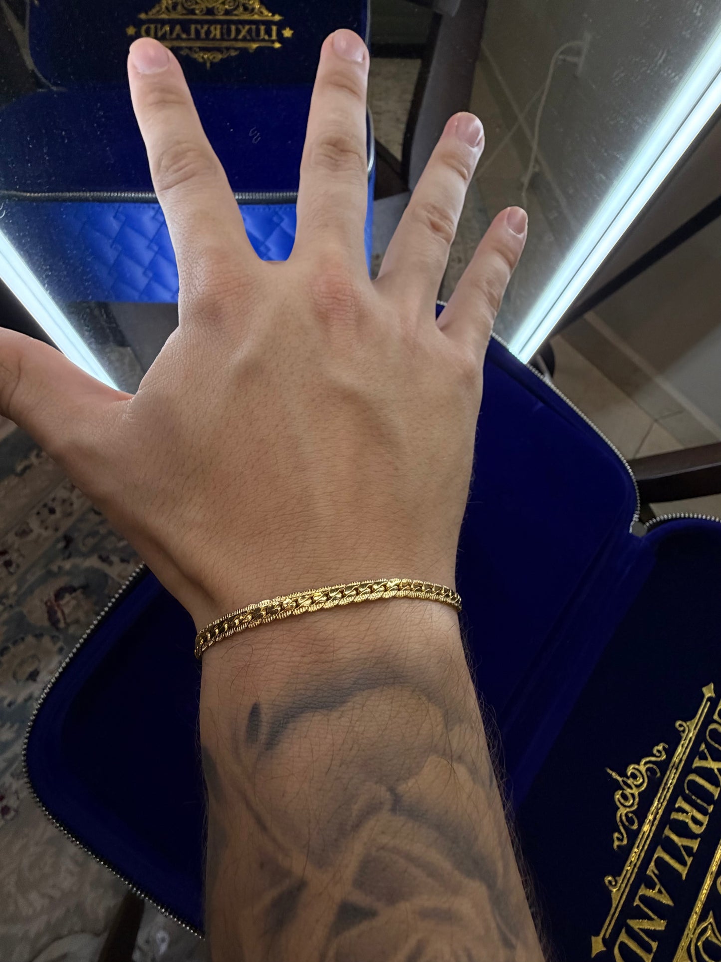Brazalete planchado Cuban 4 mm laminado en oro 18k (22 micras)