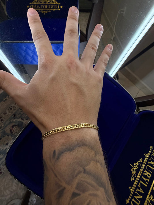 Brazalete planchado Cuban 4 mm laminado en oro 18k (22 micras)