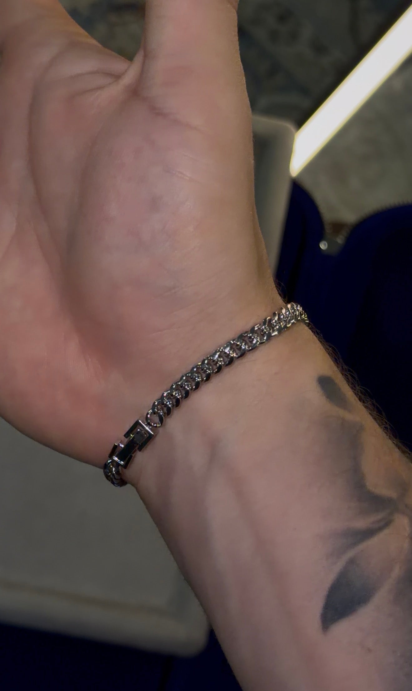 Brazalete tennis x cuban 5 mm whitegold (broche reforzado)