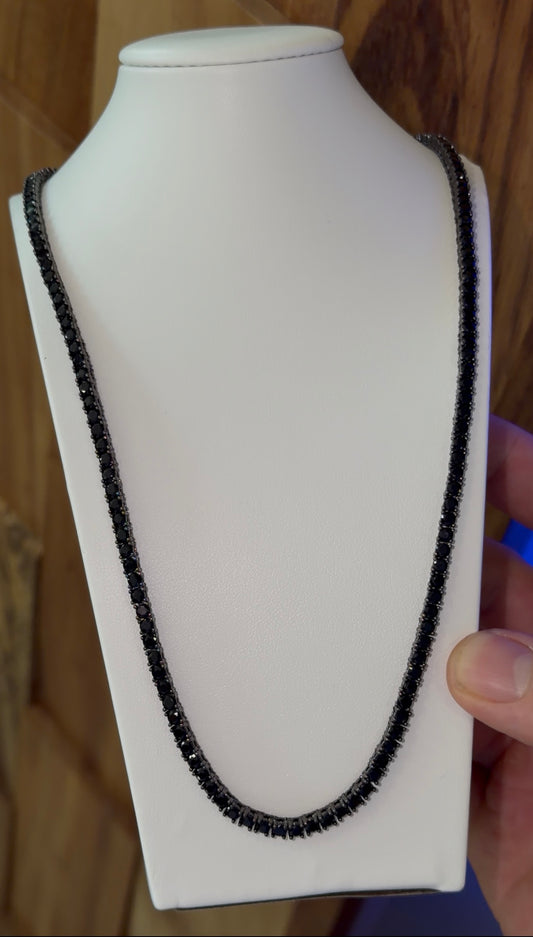 Black tennis chain negro 3 mm brillante che de caja whitegold plated 18k