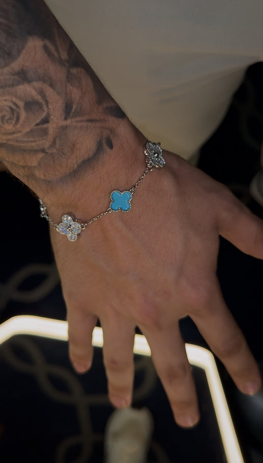 Brazalete VC whitegold and sky blue