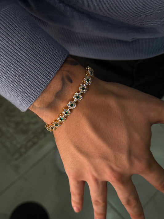 Brazalete octagon esmerald golden plated