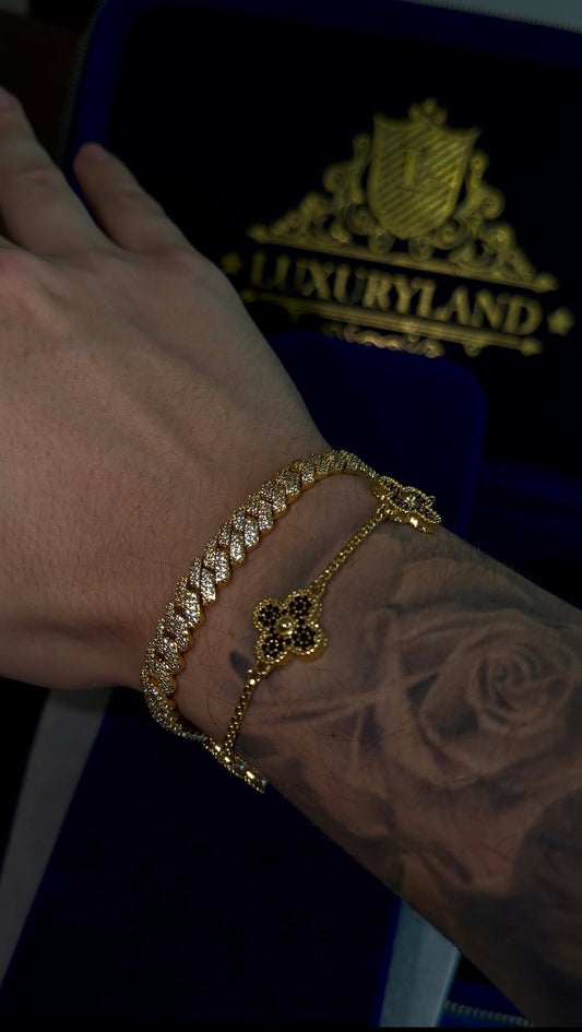 Combo dúo en promo! Brazalete VC GOLD AND BLACK y BRAZALETE CUBANO 8 MM PRONG LINK
