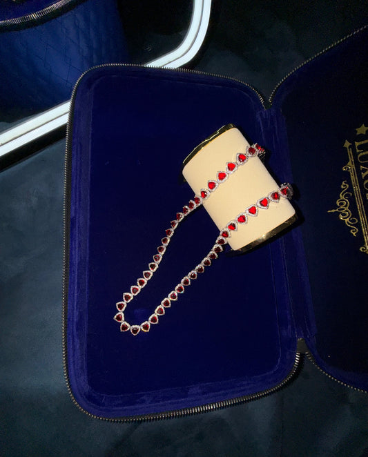 Cadena de corazones red full iced