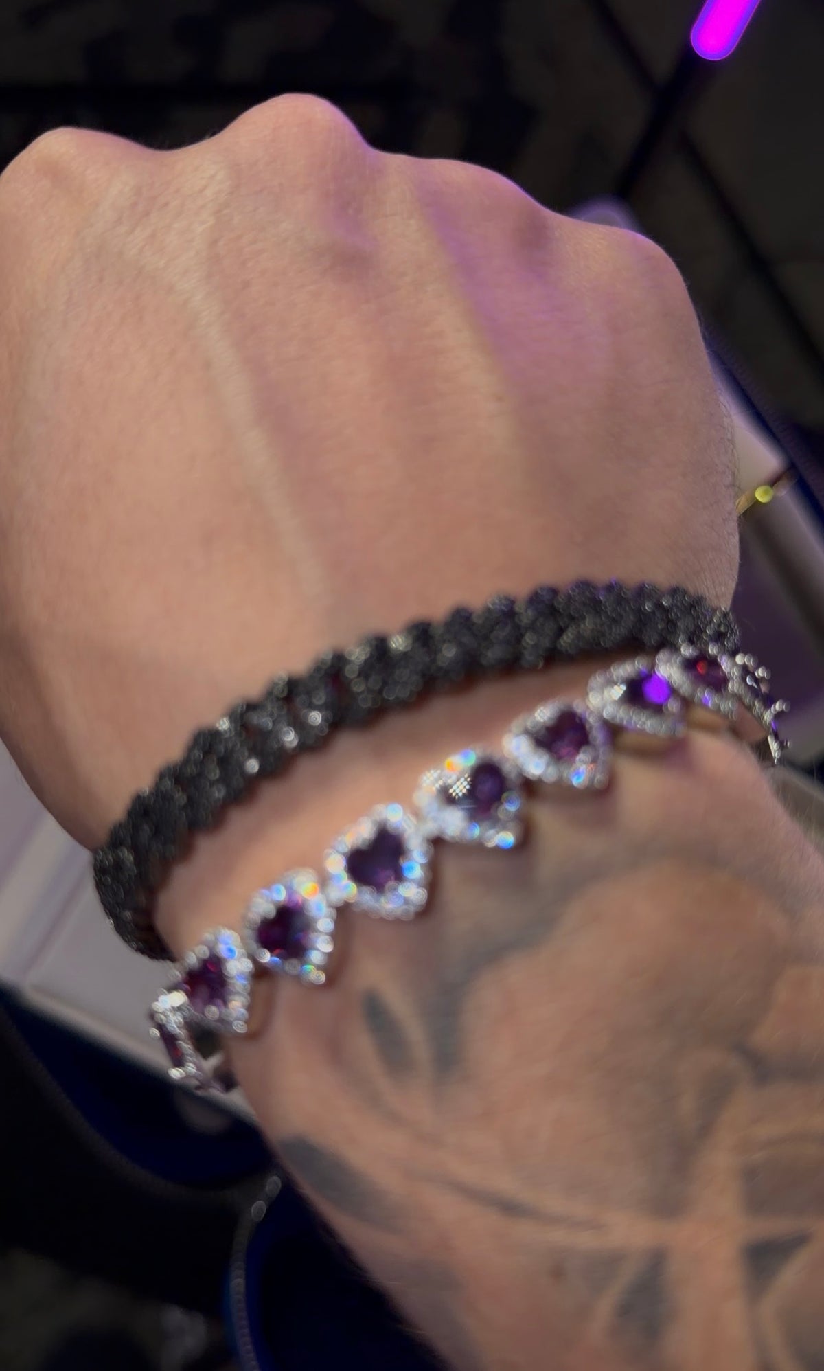Combo dúo en promo purple Hearts y black prong 8 mm