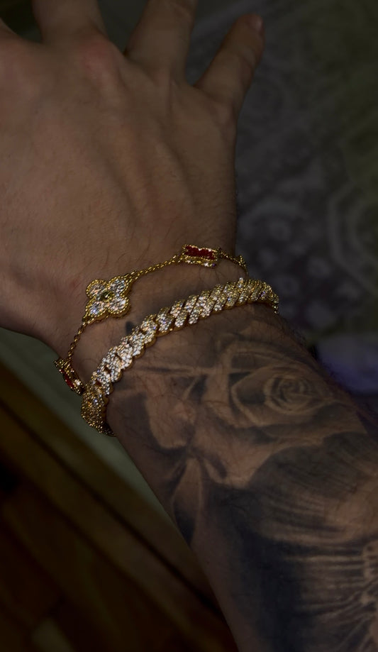 Combo dúo en promo! Brazalete VC GOLD AND RED y BRAZALETE CUBANO 8 MM PRONG LINK