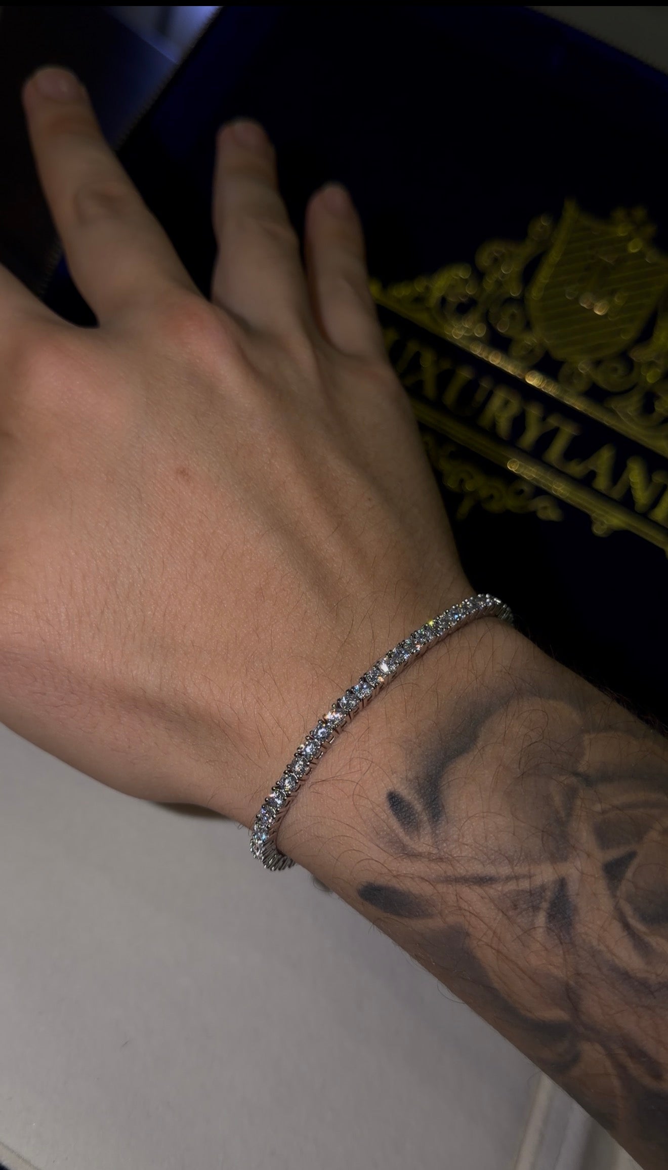 Cadena de mano estilo tennis 3 mm, oro blanco laminado 18k ( 16 micras) 2026