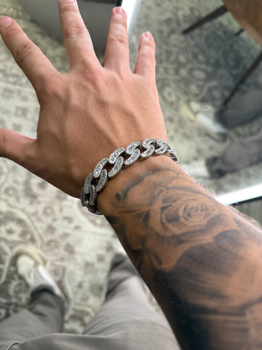Cadena de mano corte baguette oval laminado en 18 k de oro blanco (22 micras) promoción !