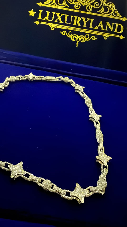 Cadena stars whitegold plated box clasp