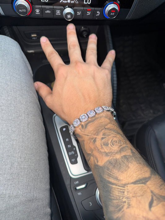 Brazalete cluster whitegold 10 mm 18 k plated